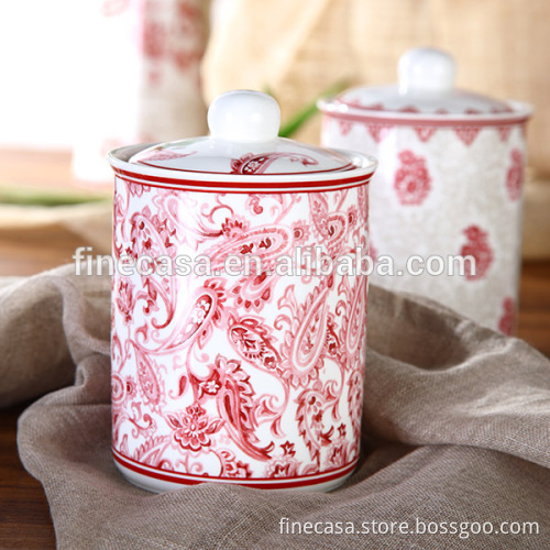 800CC Elegant Fine New Bone China Ceramic Canister Tea Coffee Sugar set of Oriental Manor